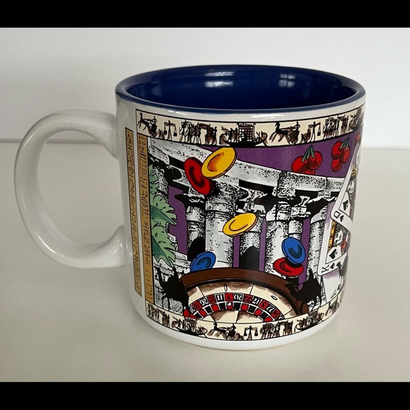 New Las Vegas Coffee Cup Mug Unique Design Sphynx Pyramid Dice Cards - Picture 4 of 6